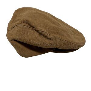 VTG Country Gentleman Traveler Tan Suede Flat Cap Cabbie Suede Newsboy Size 7.25